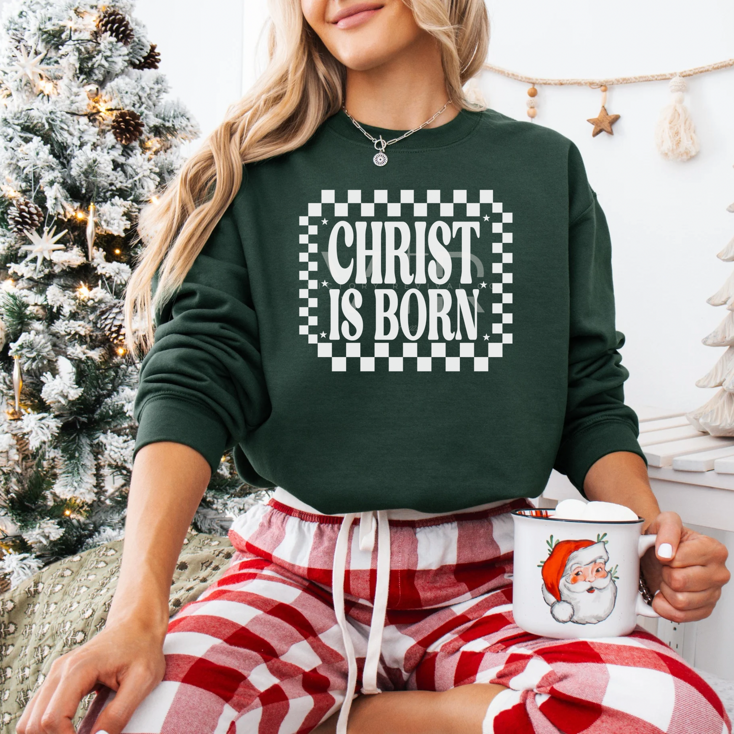 Christ is Born Checkered Sweatshirt