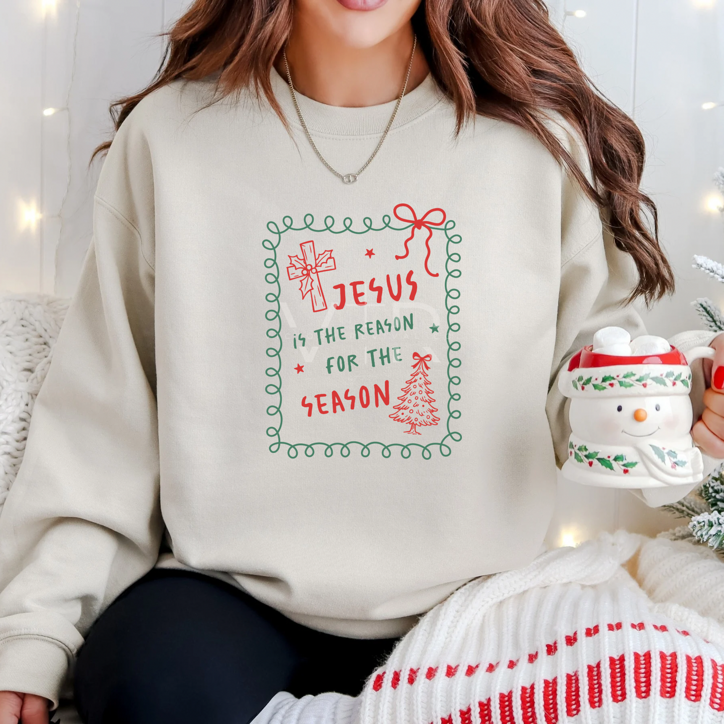 Jesus Is The Reason Christian Christmas Stamp Sweatshirt