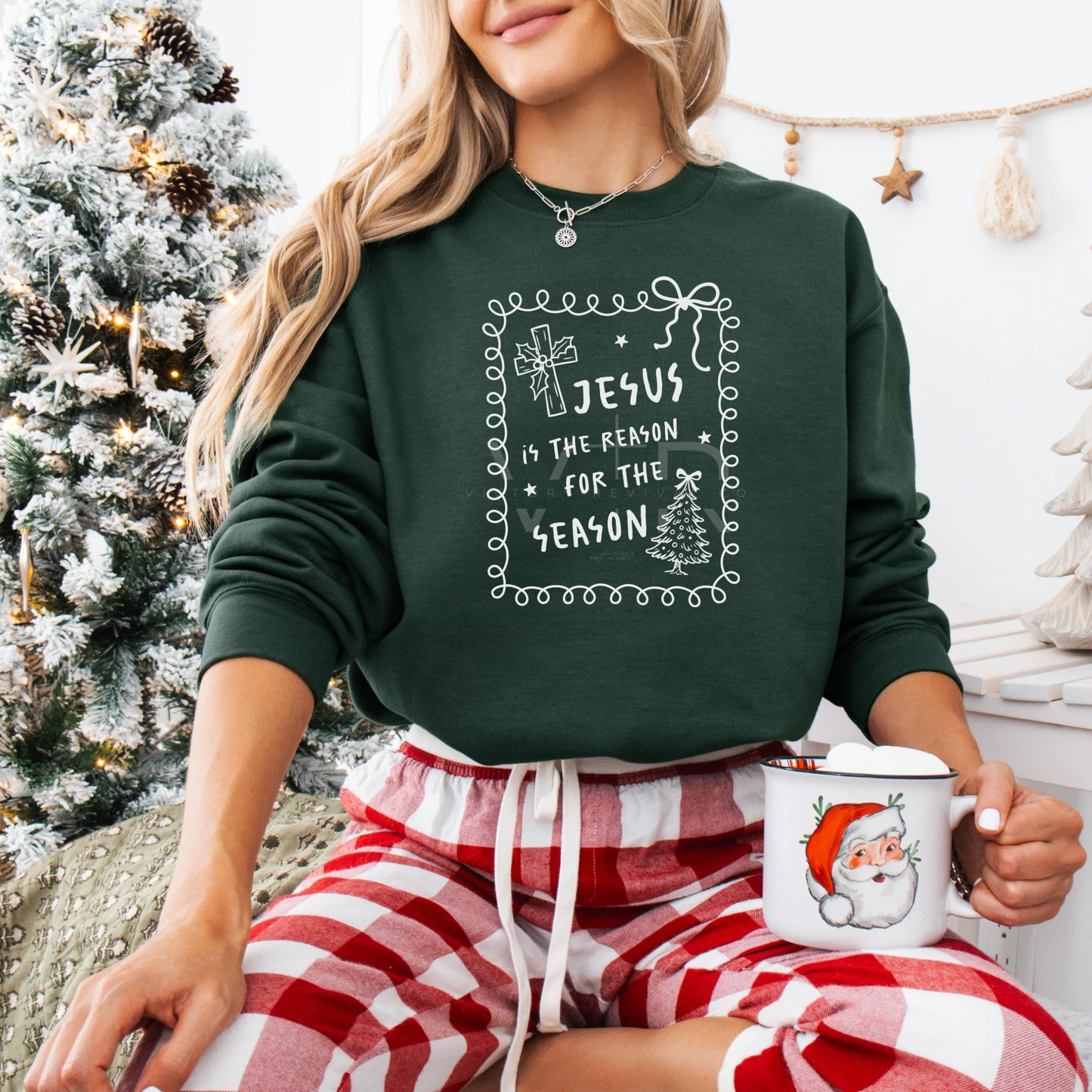 Jesus Is The Reason Christian Christmas Stamp Sweatshirt